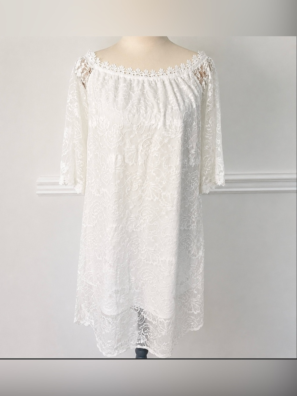 Miholl Off the Shoulder Lace Shift Loose Fit Mini Dress size XXL